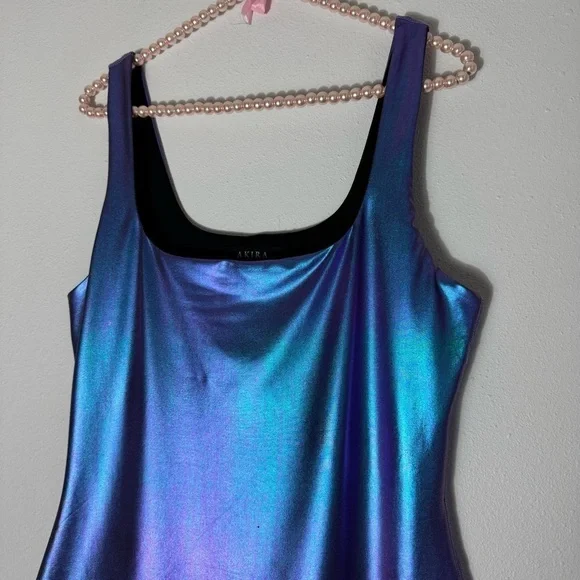 Akira metallic blue/purple shift futuristic romper size L - Picture 3 of 16
